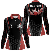 Load image into Gallery viewer, Black personalized bowling shirt for women – custom name design side view
