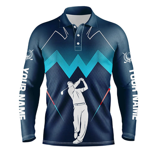 Mens golf polo shirt custom name men's golf apparel, gifts for golf lovers | Blue NQS8242