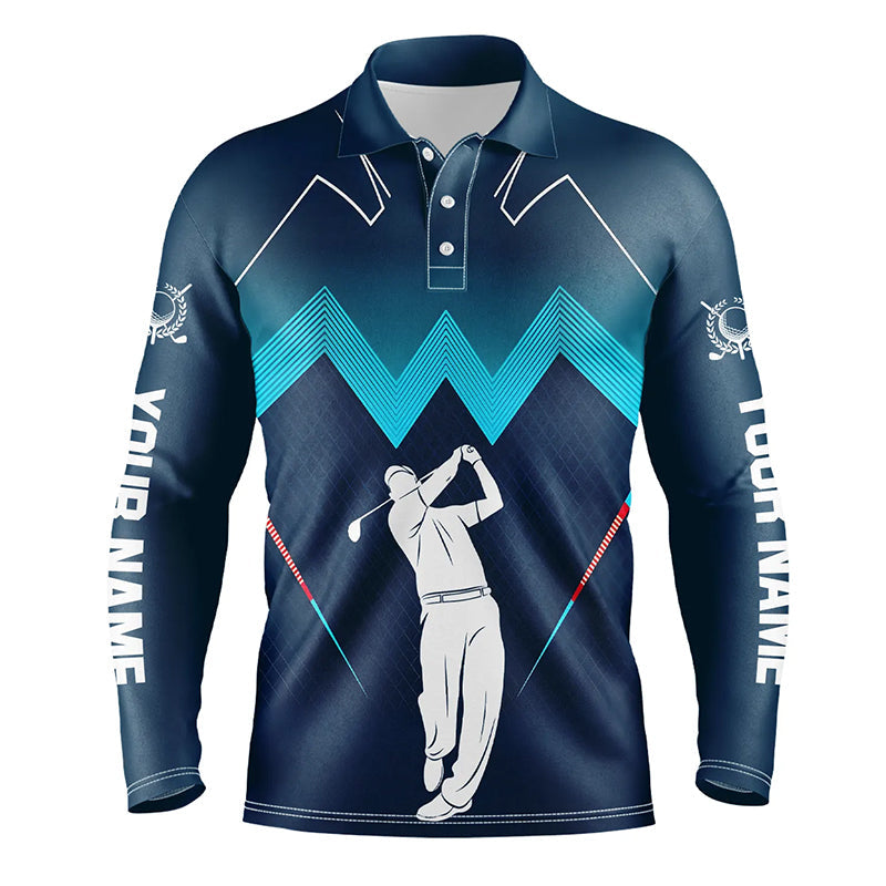 Mens golf polo shirt custom name men's golf apparel, gifts for golf lovers | Blue NQS8242