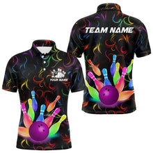 Load image into Gallery viewer, Colorful Neon Flame pattern Bowling Shirts For Men Custom Bowling Team Jerseys, Gift For Bowler NQS9374