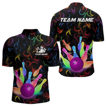 Load image into Gallery viewer, Colorful Neon Flame pattern Bowling Shirts For Men Custom Bowling Team Jerseys, Gift For Bowler NQS9374