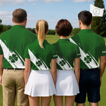 Load image into Gallery viewer, Womens golf polo shirts White and Green Shamrock custom St Patrick's Day team golf shirts for ladies NQS11639