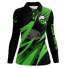Load image into Gallery viewer, Black and green golf skull Womens golf polos shirt custom golf outfits ladies, cool golf gifts NQS7463