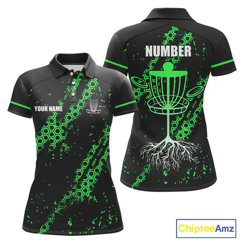 Black and Green Hexagon Pattern Disc Golf Polos, T-Shirt, Hoodies custom Team disc golf jerseys NQS11457