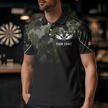 Load image into Gallery viewer, Black Green Camo Men Darts Shirts Custom American Flag patriotic Team Darts Jersey NQS9523