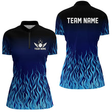 Load image into Gallery viewer, Blue Flame Fire Bowling Shirts For Women Custom Bowling Team League Jerseys, Bowling Outfits NQS8724