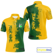 Load image into Gallery viewer, Yellow and Green Bowling Polo, Quarter Zip shirts for Men Custom Bowling Team Jerseys NQS10881