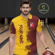 Load image into Gallery viewer, Yellow and Red Bowling Polo, Quarter Zip shirts for Men Custom Bowling Team Jerseys NQS10882