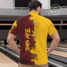 Load image into Gallery viewer, Yellow and Red Bowling Polo, Quarter Zip shirts for Men Custom Bowling Team Jerseys NQS10882