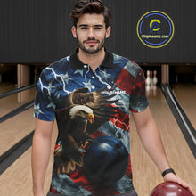 Load image into Gallery viewer, American Flag Eagle Lightning Thunder Bowling Shirts For Men Custom Patriotic Bowling Team Jerseys NQS11059