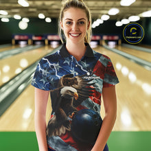 Load image into Gallery viewer, American Flag Eagle Lightning Thunder Bowling Shirts For Women Custom Patriotic Bowling Team Jerseys NQS11059