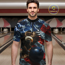 Load image into Gallery viewer, American Flag Eagle Lightning Thunder Bowling Shirts For Men Custom Patriotic Bowling Team Jerseys NQS11059