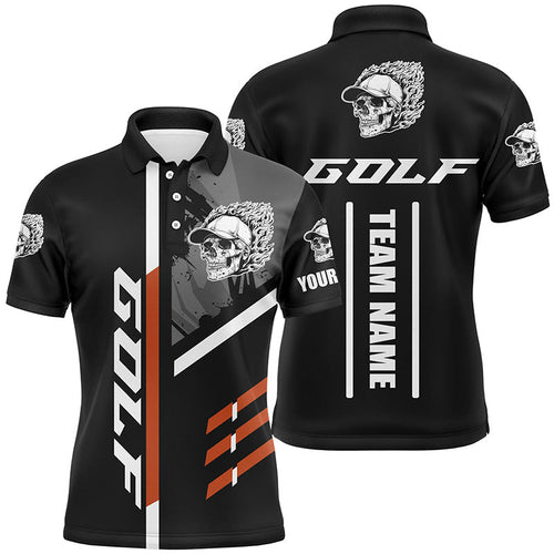 Black Golf Skull Mens golf polo shirt custom golf attire for men, golf gifts for team golfer NQS7483