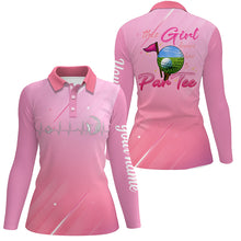 Load image into Gallery viewer, Pink gradient Womens golf polo shirt custom name this girl knows how to par tee, golf gifts for girl NQS5471
