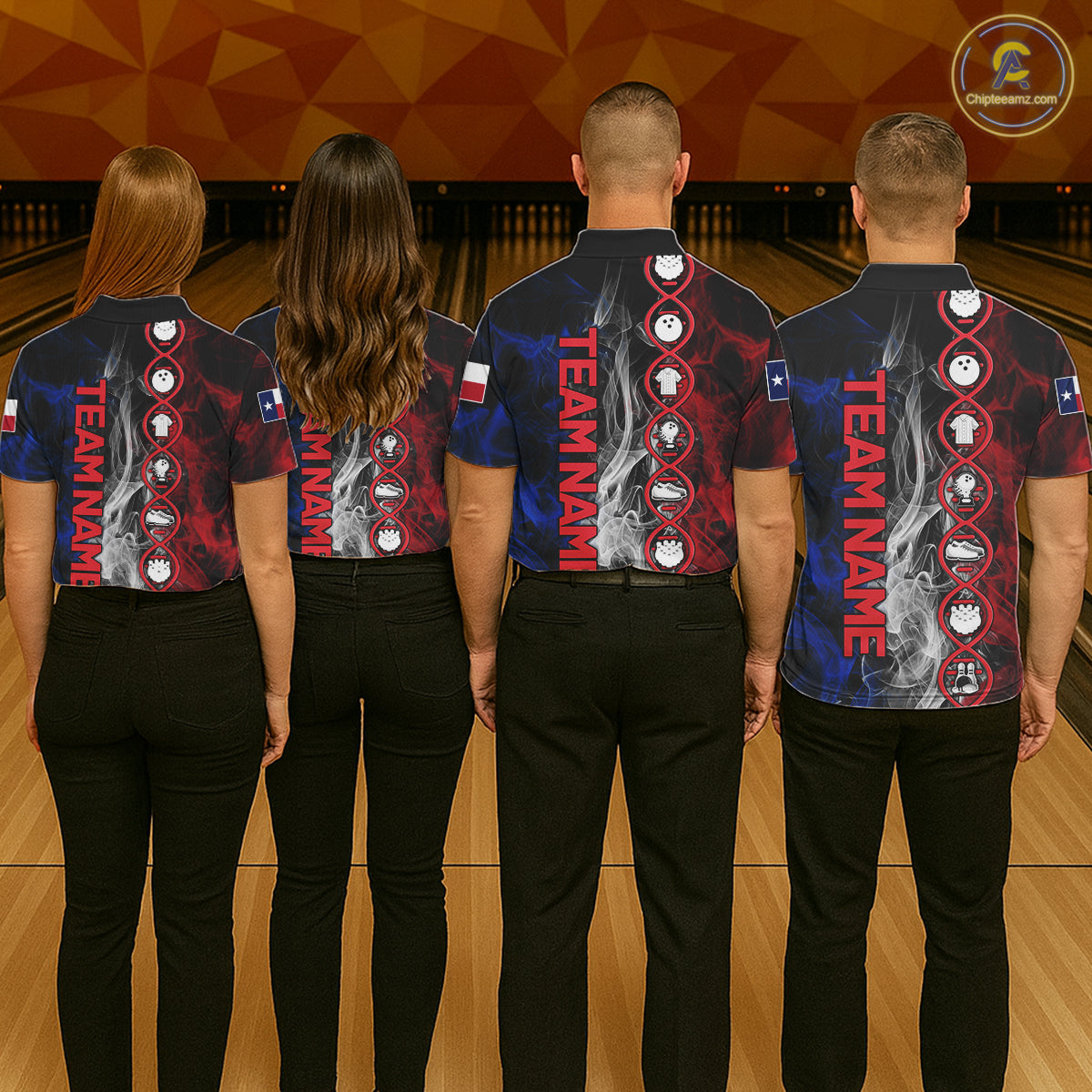 Red, White & Blue Smoke Texas Flag Patriotic Team Bowling Shirt For Women Custom It's in my DNA Shirt NQS11265