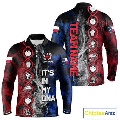 Red, White & Blue Smoke Texas Flag Patriotic Team Bowling Shirt For Men Custom It's in my DNA Shirts NQS11265
