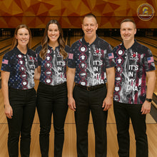 Load image into Gallery viewer, Red, White &amp; Blue Smoke American Flag Patriotic Team Women Bowling Shirt Custom It's in my DNA Shirts NQS11266