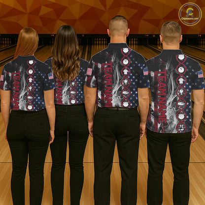Red, White & Blue Smoke American Flag Patriotic Team Mens Bowling Shirt Custom It's in my DNA Shirts NQS11266