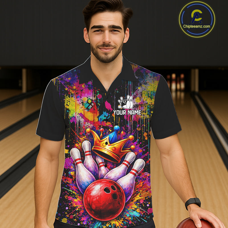 Colorful bowling jerseys Bowling Hawaiian Shirt Custom Bowling Team Button up shirts for bowlers NQS11473