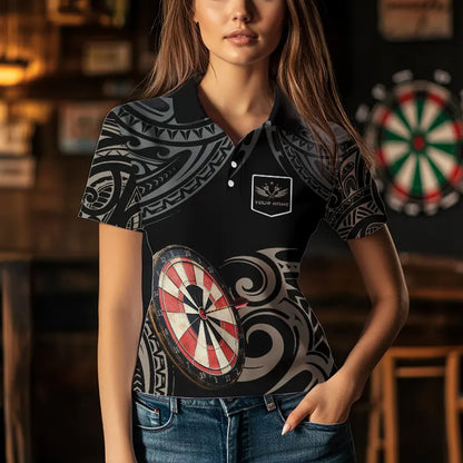 Personalized Black tribal pattern Darts Shirts For Women Custom Retro Team Darts Jerseys NQS9551