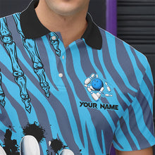 Load image into Gallery viewer, Funny Claw Blue Camo Men&#39;s bowling outfits custom bowling polo, Quarter Zip Shirts team jerseys NQS9704
