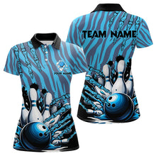 Load image into Gallery viewer, Funny Claw Blue Camo Women&#39;s bowling outfits custom bowling polo, Quarter Zip Shirts team jerseys NQS9704
