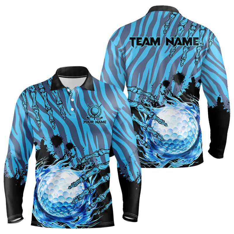 Personalized Funny Claw Blue Camo Golf Polo Shirts For Men Custom mens golf tops outfit NQS9705