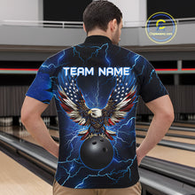 Load image into Gallery viewer, Blue lightning thunder bowling American flag Eagle custom Men Bowling Quarter Zip Shirts, team jerseys NQS7489