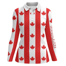 Load image into Gallery viewer, Canadian flag patriotic Womens golf polo shirts custom Canada golf shirts for women, ladies golf top NQS5748
