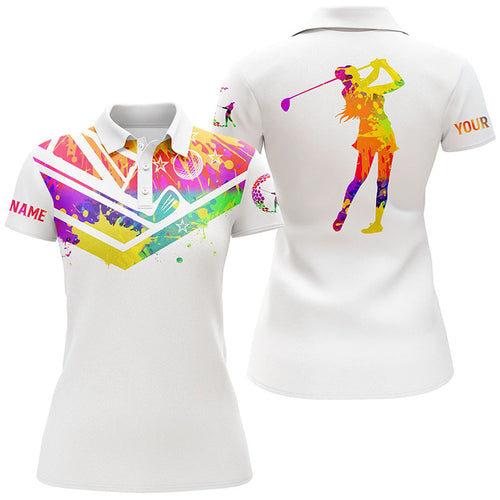 Womens golf polo shirts watercolor New Zealand flag custom name white golf shirt NQS4362