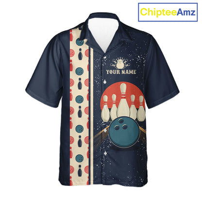 Custom Red, white and blue Eagle Retro Bowling Hawaiian Shirt, Bowling Team button-up shirt NQS11666
