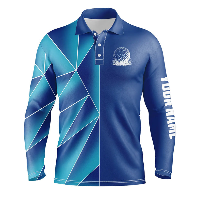 Blue triangle pattern Mens golf polo shirts custom team men's golf jerseys, golf tops for men NQS7852