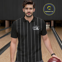 Load image into Gallery viewer, Black and White Plaid Bowling Polo, Quarter Zip shirts For Men Custom Bowling Team Uniform Jersey NQS10891
