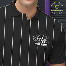 Load image into Gallery viewer, Black and White Plaid Bowling Polo, Quarter Zip shirts For Men Custom Bowling Team Uniform Jersey NQS10891