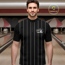 Load image into Gallery viewer, Black and White Plaid Bowling Polo, Quarter Zip shirts For Men Custom Bowling Team Uniform Jersey NQS10891