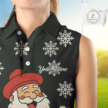 Load image into Gallery viewer, Funny Santa Golf Christmas plaid pattern women sleeveless polo shirt custom team ladies golf outfit NQS11077