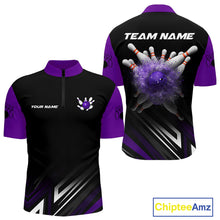 Load image into Gallery viewer, Personalized Bowling shirts for men custom Black and Purple Bowling team jerseys, gift for bowlers NQS11080
