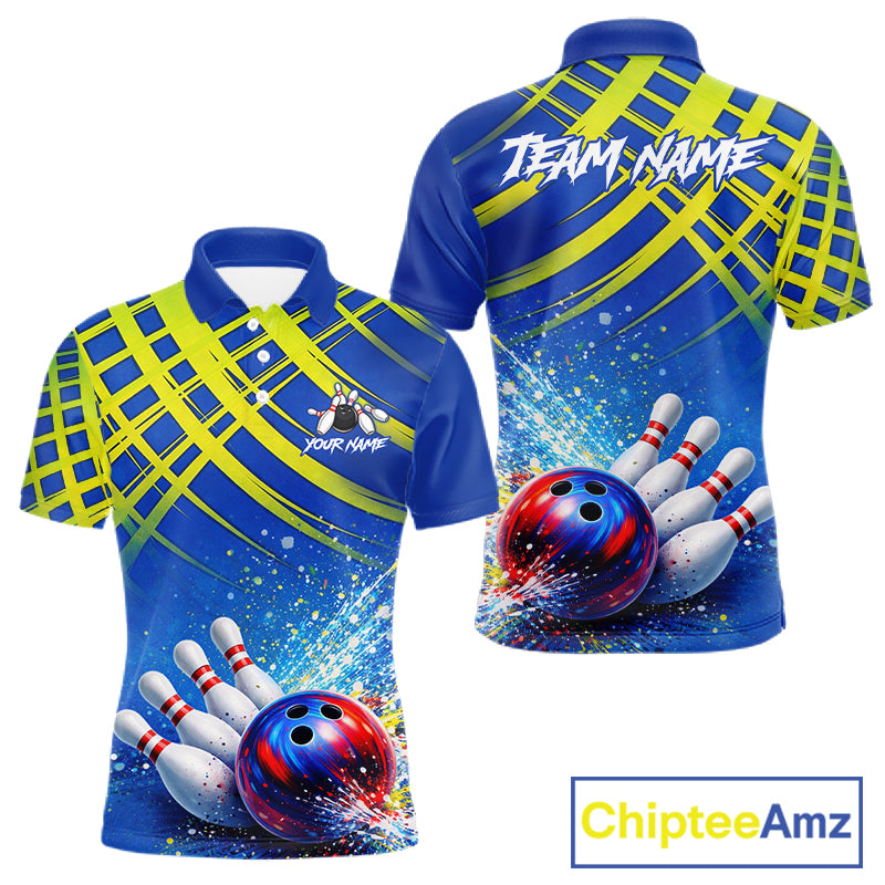 Personalized Blue And Green Bowling shirts for men bowling team league jerseys, bowling gifts for men NQS11494