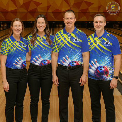 Personalized Blue And Green Bowling shirts for Women team league jerseys, bowling gifts for ladies NQS11494