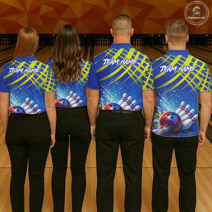 Personalized Blue And Green Bowling shirts for Women team league jerseys, bowling gifts for ladies NQS11494