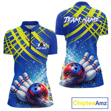 Load image into Gallery viewer, Personalized Blue And Green Bowling shirts for Women team league jerseys, bowling gifts for ladies NQS11494