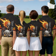 Load image into Gallery viewer, Custom Orange Flame Skull Golf Polo Shirts For men,  team mens golf tees cool golf gifts NQS11497