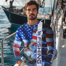 Load image into Gallery viewer, American flag Catfish lightning Long Sleeve Fishing Shirts custom Patriotic Catfish fishing jerseys NQS9560