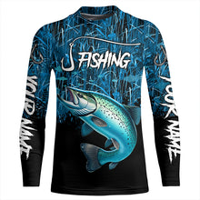 Load image into Gallery viewer, Chinook salmon Fishing jersey blue camo Custom UV protection long sleeves fishing shirts NQS5773