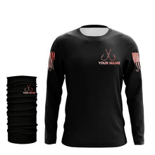 Load image into Gallery viewer, Bass Fishing American Flag patriotic Custom name long sleeves fishing shirt NQS2233