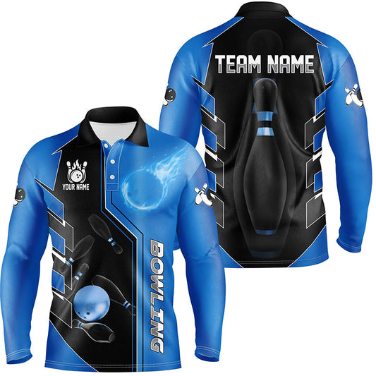 Blue And Black Bowling Shirts For Men custom bowling ball pins Team Bowling Jerseys Bowler Outfits NQS8299