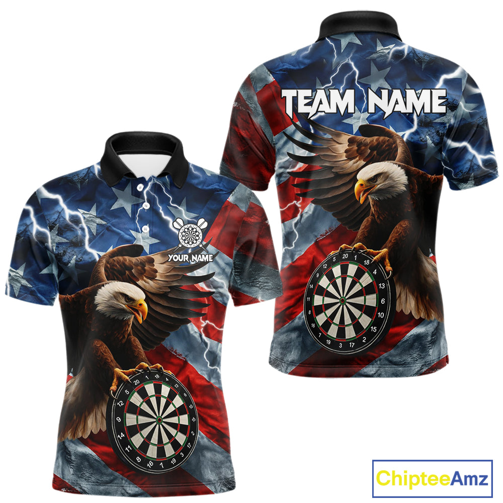 American Flag Eagle Lightning Thunder Dart Shirts For Men Custom Patriotic Dart Team Jerseys NQS11504