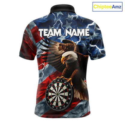 American Flag Eagle Lightning Thunder Dart Shirts For Men Custom Patriotic Dart Team Jerseys NQS11504