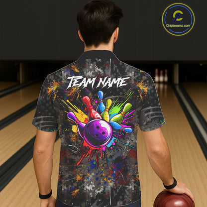Colorful Skull bowling jerseys Bowling Hawaiian Shirt Custom Bowling Team shirts for bowlers NQS11293