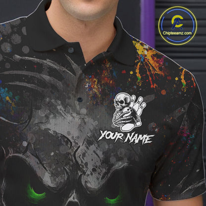 Colorful Skull bowling jerseys Bowling Shirts for Men Custom Bowling Team shirts for bowlers NQS11293